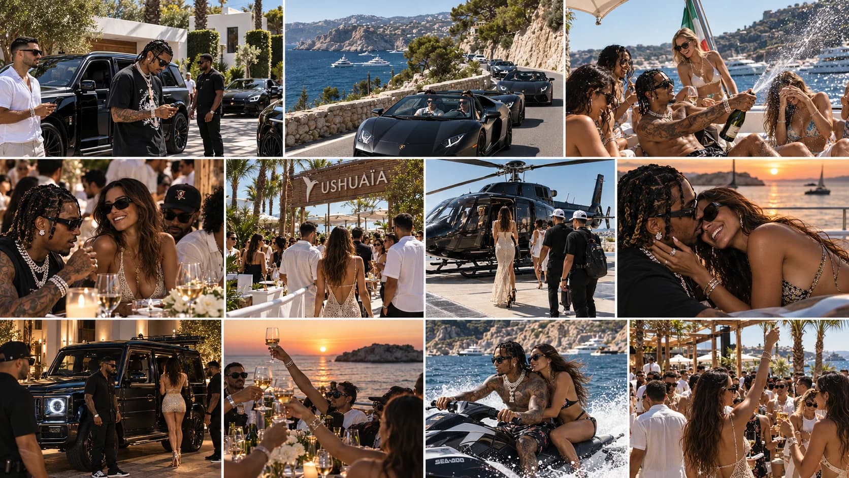 A sunny seaside gathering on an outdoor terrace